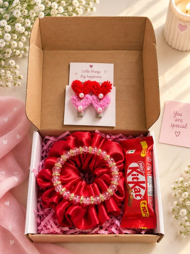 Mini Gift Hamper – Handmade Hair Accessories & Chocolate