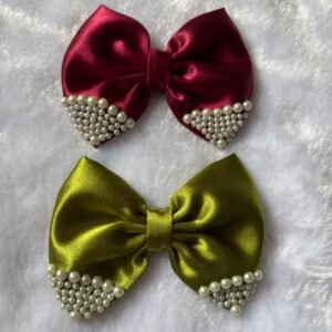 Handmade Pearl Bow Clips