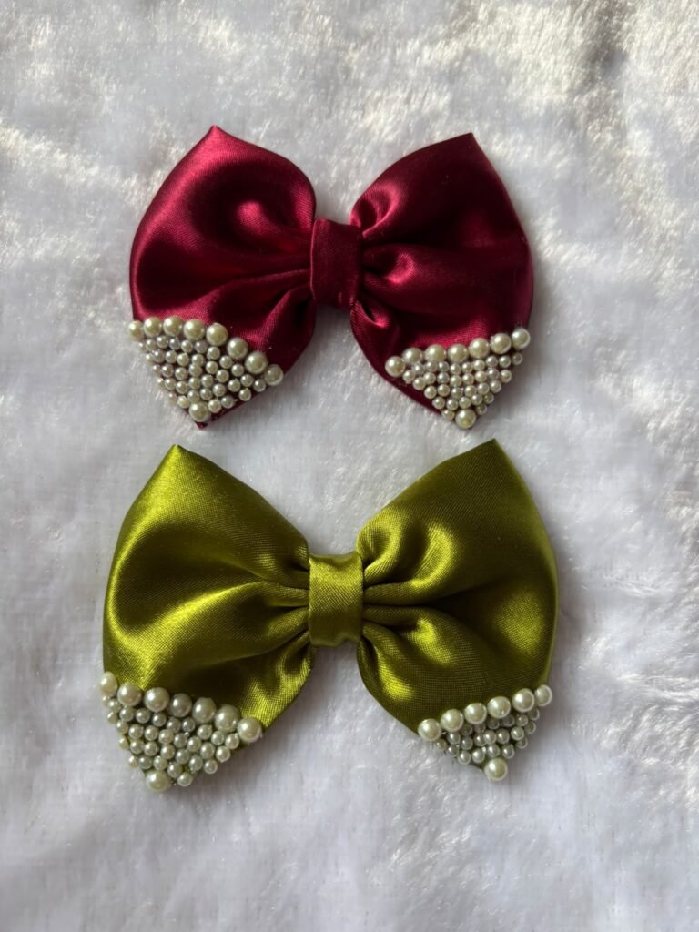Handmade Pearl Bow Clips