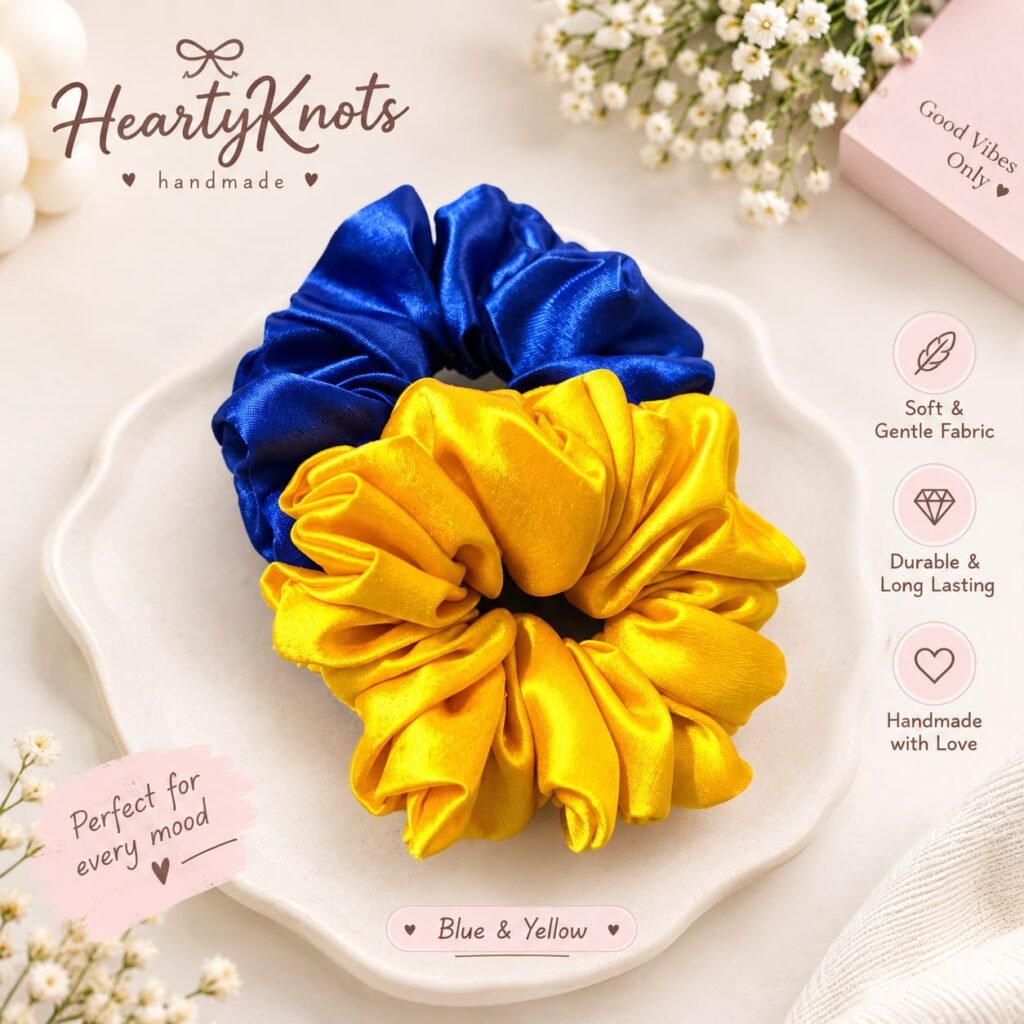 Royal Blue & Sunshine Yellow Satin Scrunchie Set